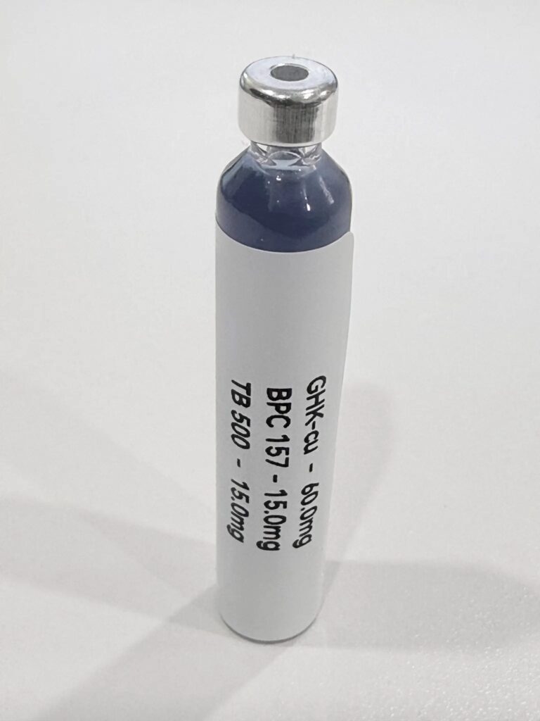 BPC-157, TB-500, and GHK-Cu product vial photograph